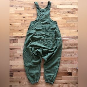 100% cotton olive green harem-style jumpsuit, size M/L